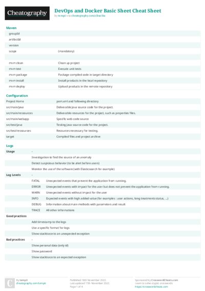 DevOps and Docker Basic Sheet Cheat Sheet