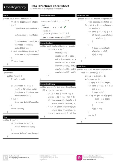 Data Structures Cheat Sheet
