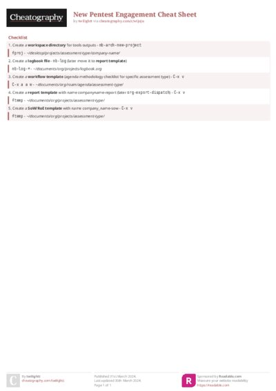 New Pentest Engagement Cheat Sheet