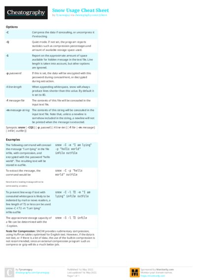 Snow Usage Cheat Sheet