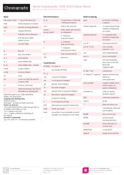 Bash Commands - ISM 4323 Cheat Sheet