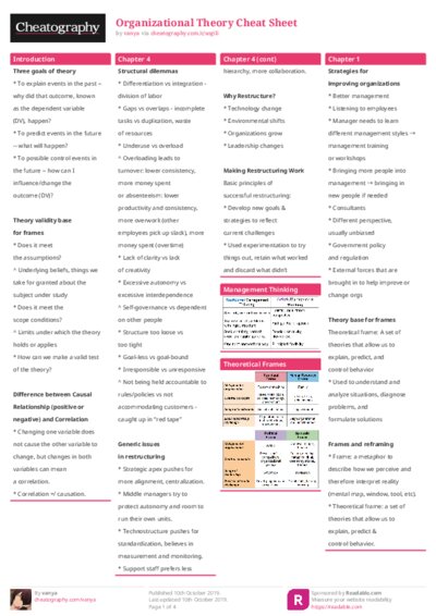 Organizational Theory Cheat Sheet