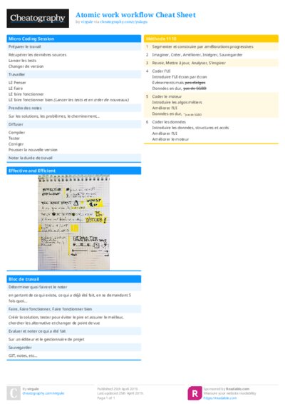 Atomic work workflow Cheat Sheet