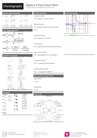 Algebra II Final Cheat Sheet