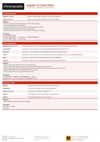 angular cli Cheat Sheet