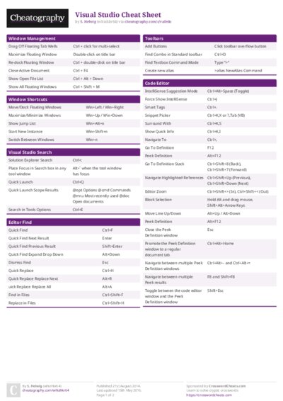Visual Studio Cheat Sheet