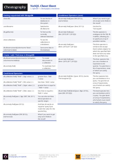 NoSQL Cheat Sheet