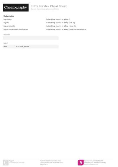 Infra for dev Cheat Sheet